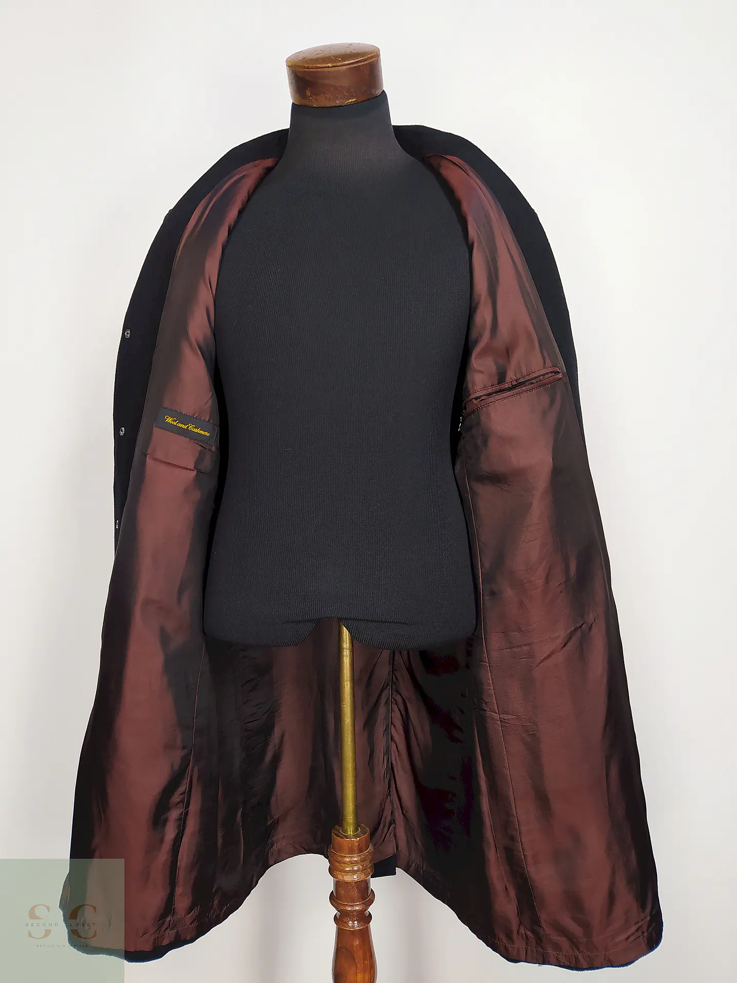 Abrigo Bugatti Negro Lana Virgen Cashmere Talla L 7