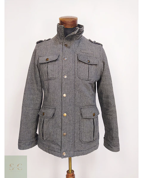 Chaqueta Abrigo Smog Plomo Espiga Lana Talla SM