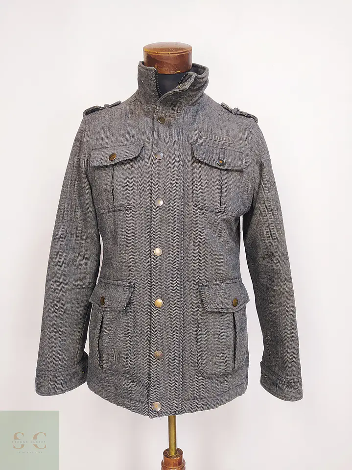 Chaqueta Abrigo Smog Plomo Espiga Lana Talla SM 1