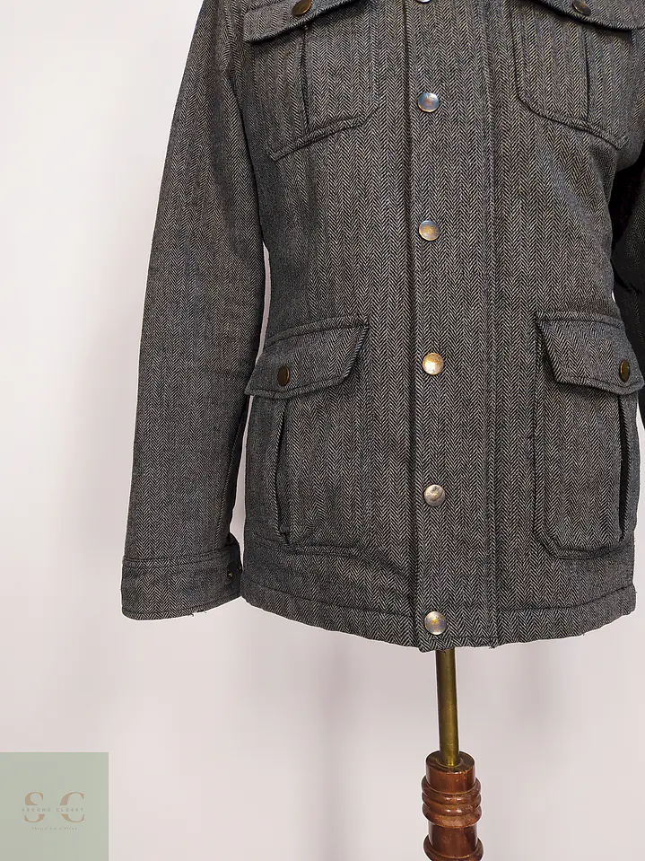 Chaqueta Abrigo Smog Plomo Espiga Lana Talla SM 6