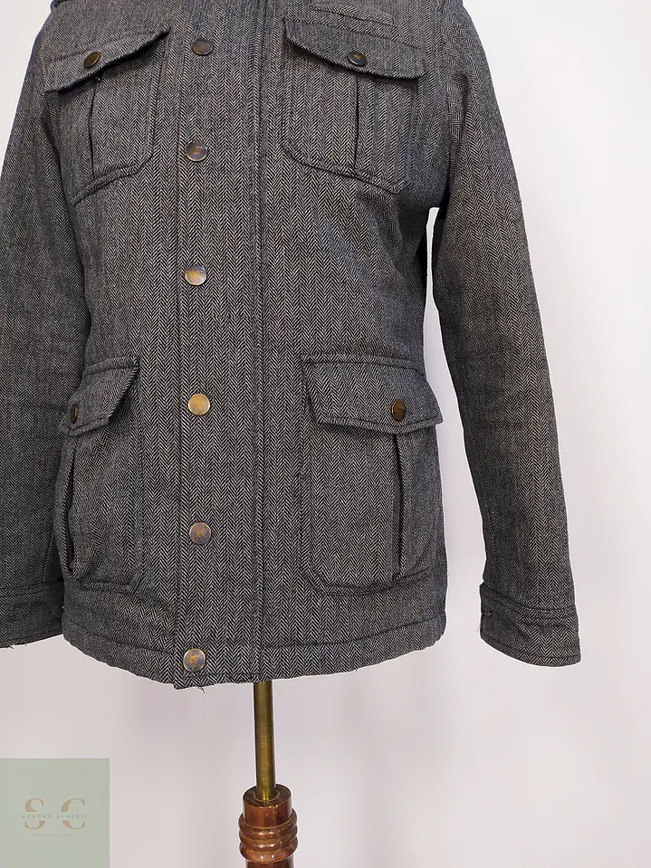 Chaqueta Abrigo Smog Plomo Espiga Lana Talla SM 5