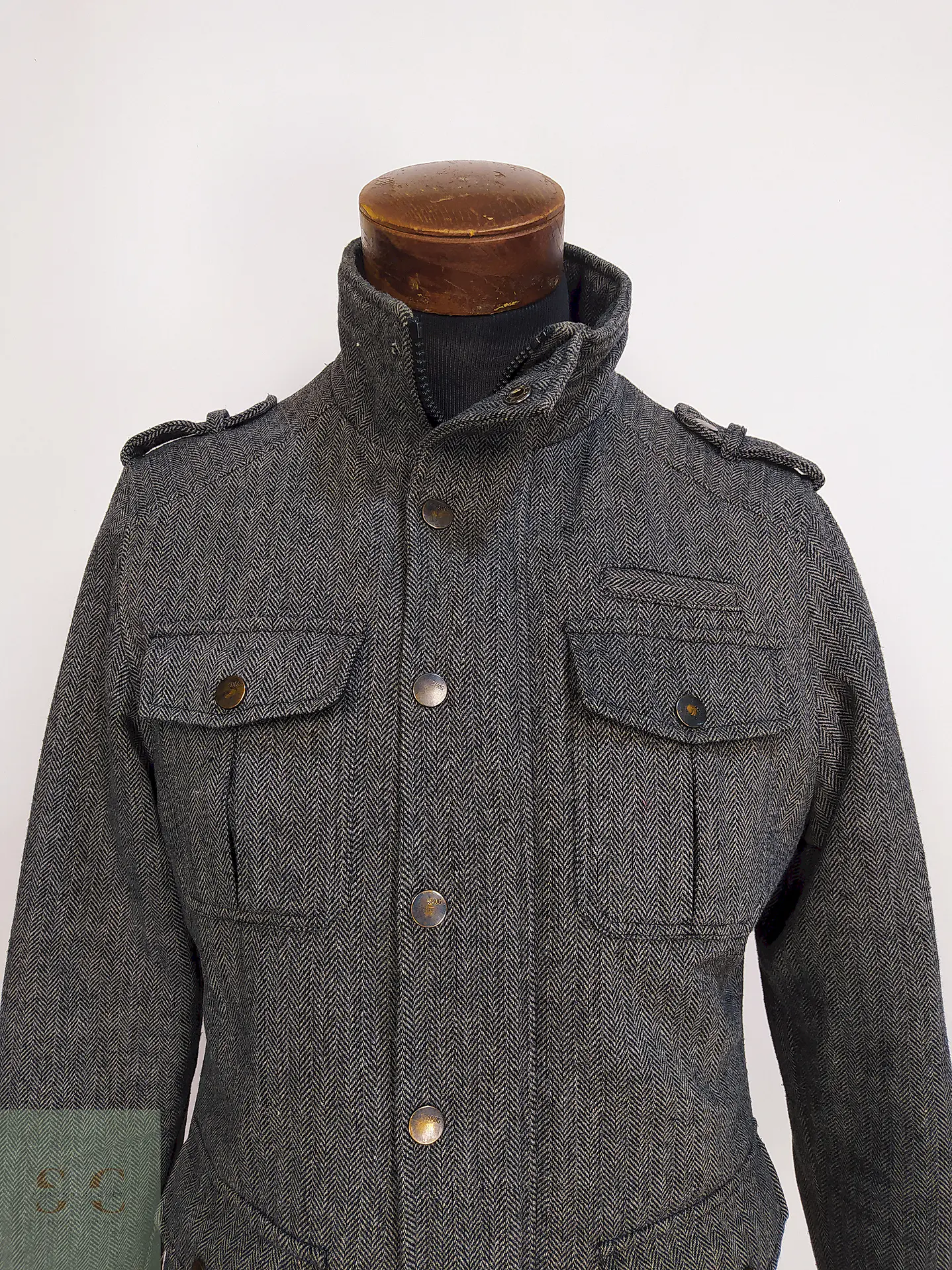 Chaqueta Abrigo Smog Plomo Espiga Lana Talla SM 2