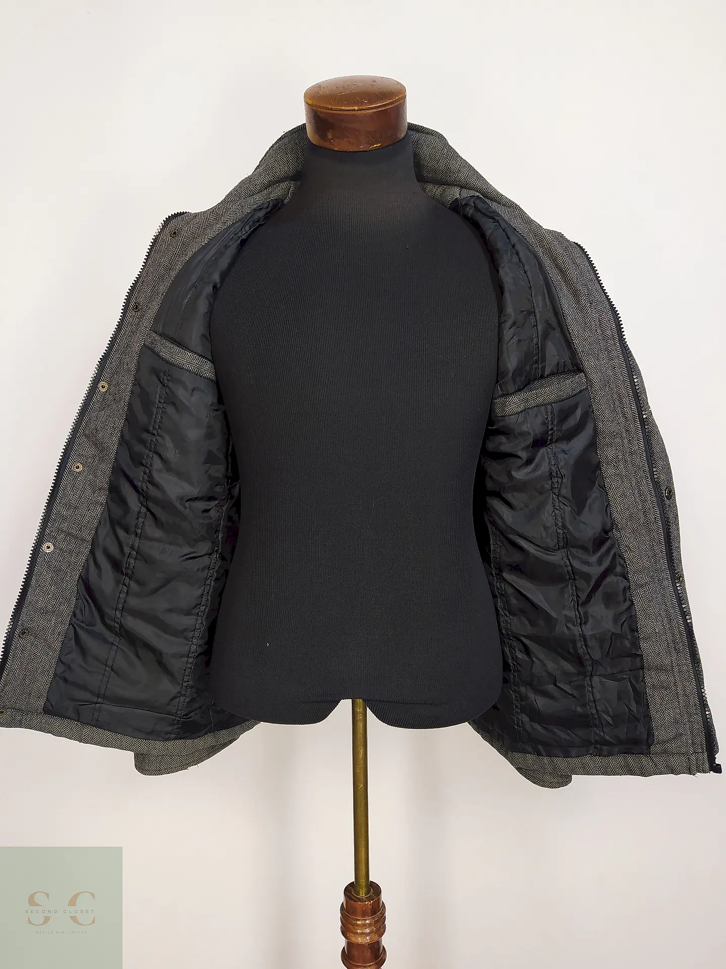 Chaqueta Abrigo Smog Plomo Espiga Lana Talla SM 8