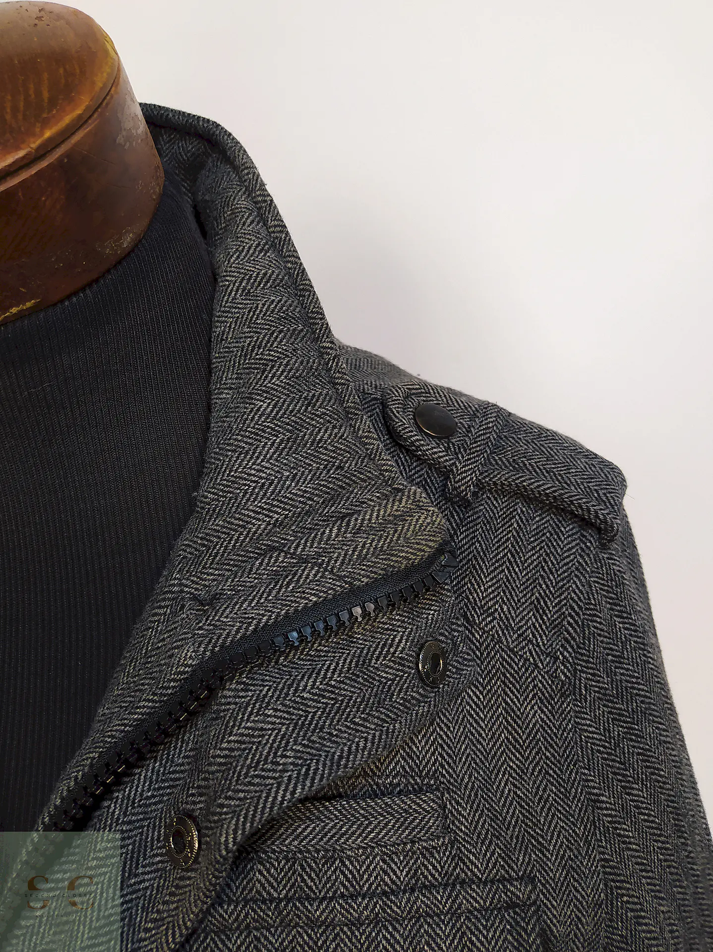 Chaqueta Abrigo Smog Plomo Espiga Lana Talla SM 9