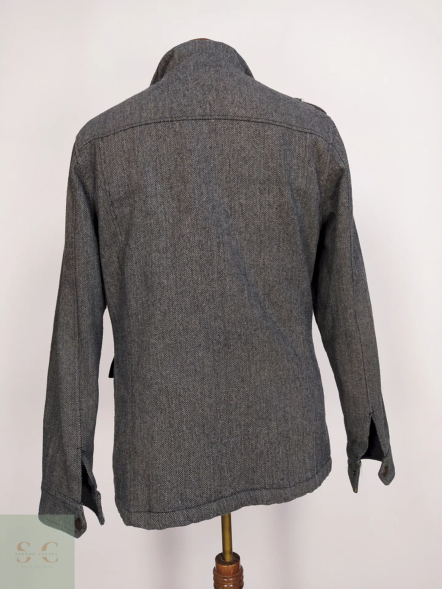 Chaqueta Abrigo Smog Plomo Espiga Lana Talla SM 10