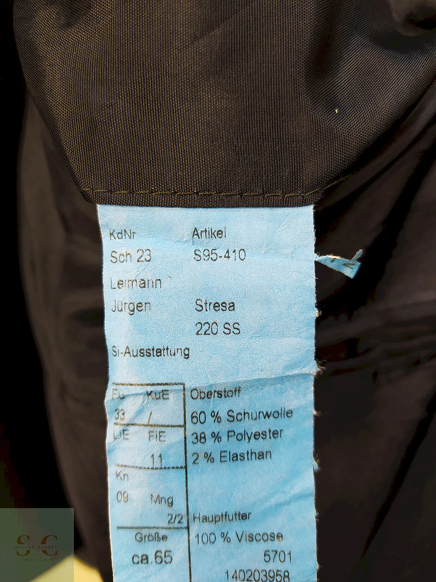 Blazer Klotz Azul Oscuro Lana Virgen Poliéster Elastano Talla XXXL 8