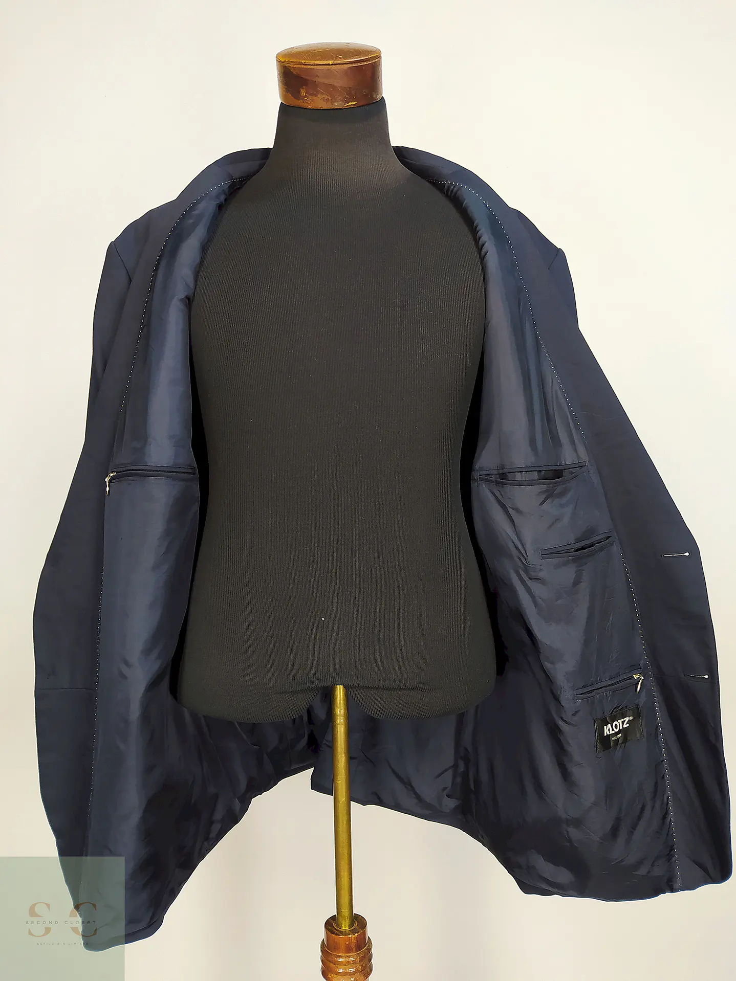 Blazer Klotz Azul Oscuro Lana Virgen Poliéster Elastano Talla XXXL 10