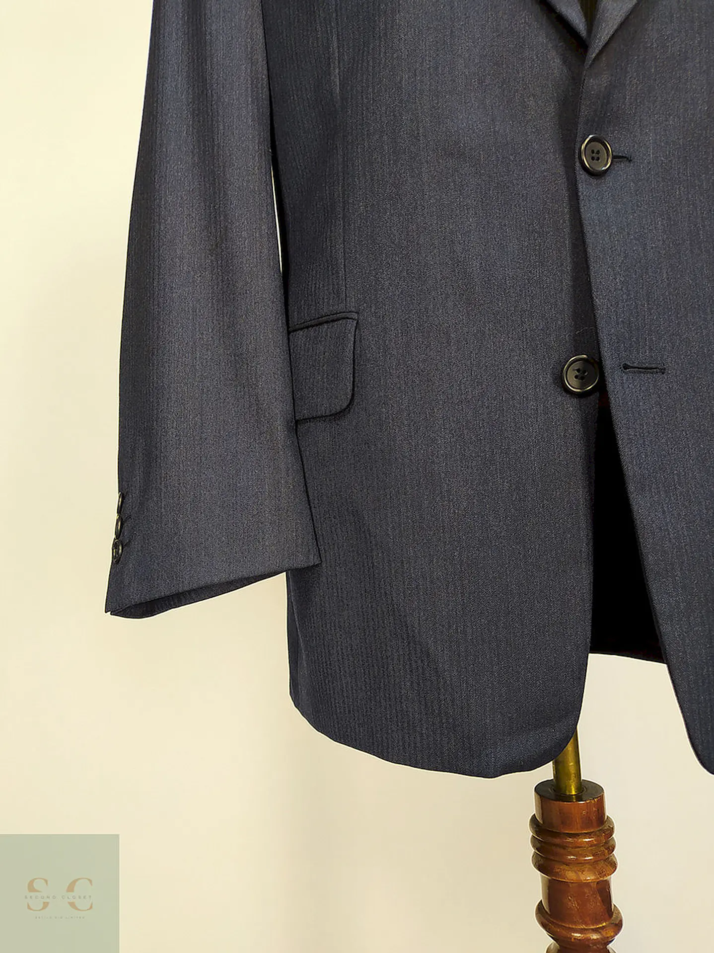 Blazer Vintage Azul Rayas Reda Super 100 Lana Virgen Talla XL 2