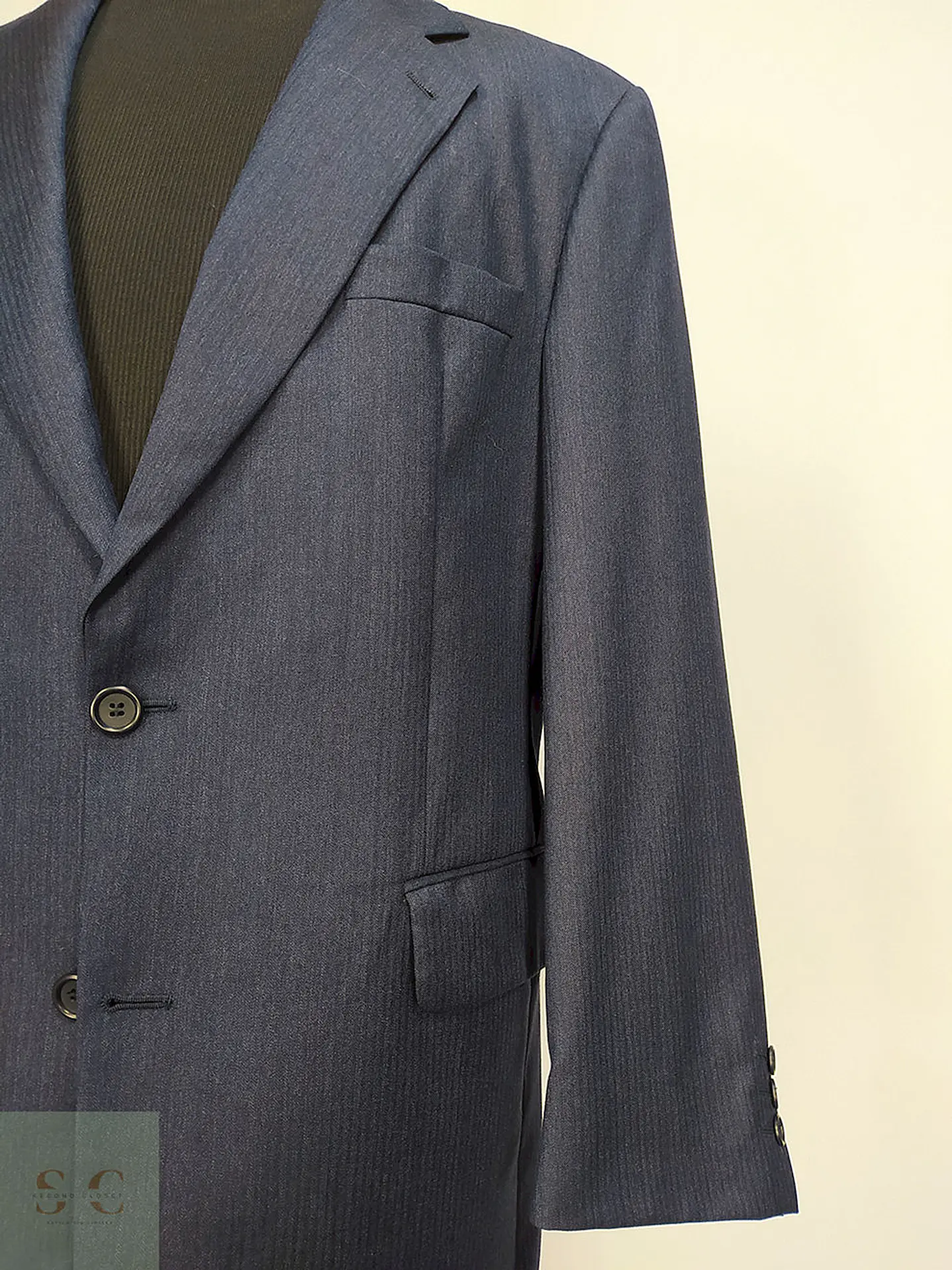 Blazer Vintage Azul Rayas Reda Super 100 Lana Virgen Talla XL 4