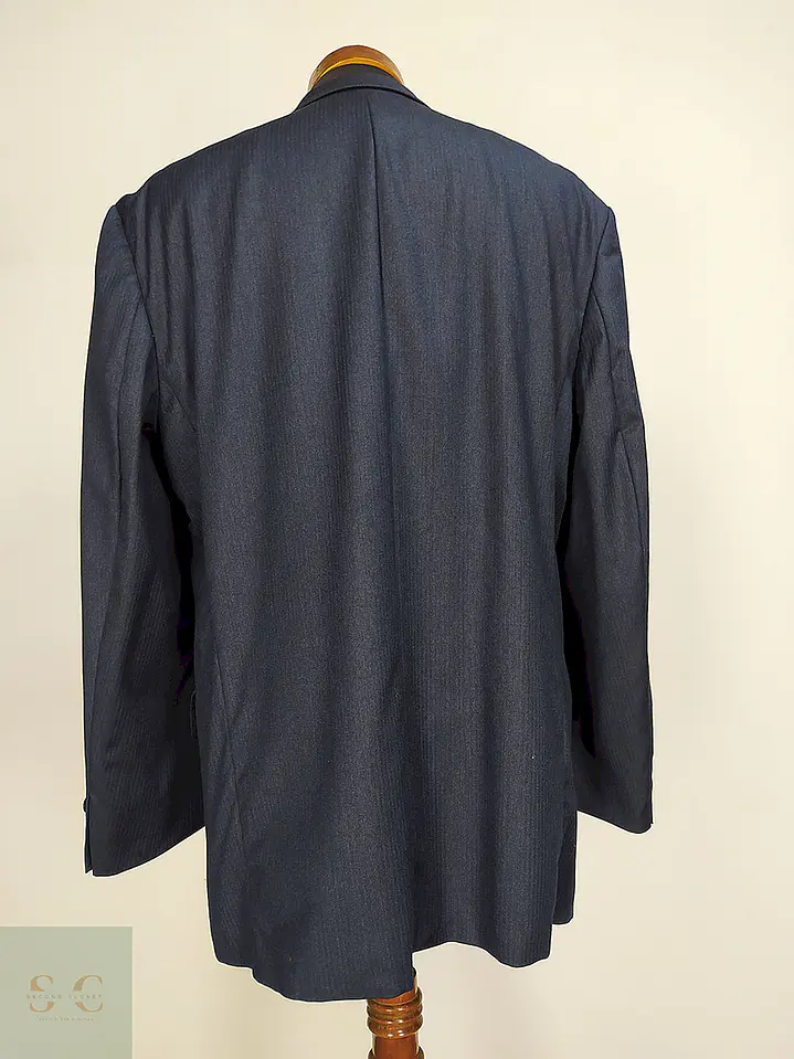 Blazer Vintage Azul Rayas Reda Super 100 Lana Virgen Talla XL 13