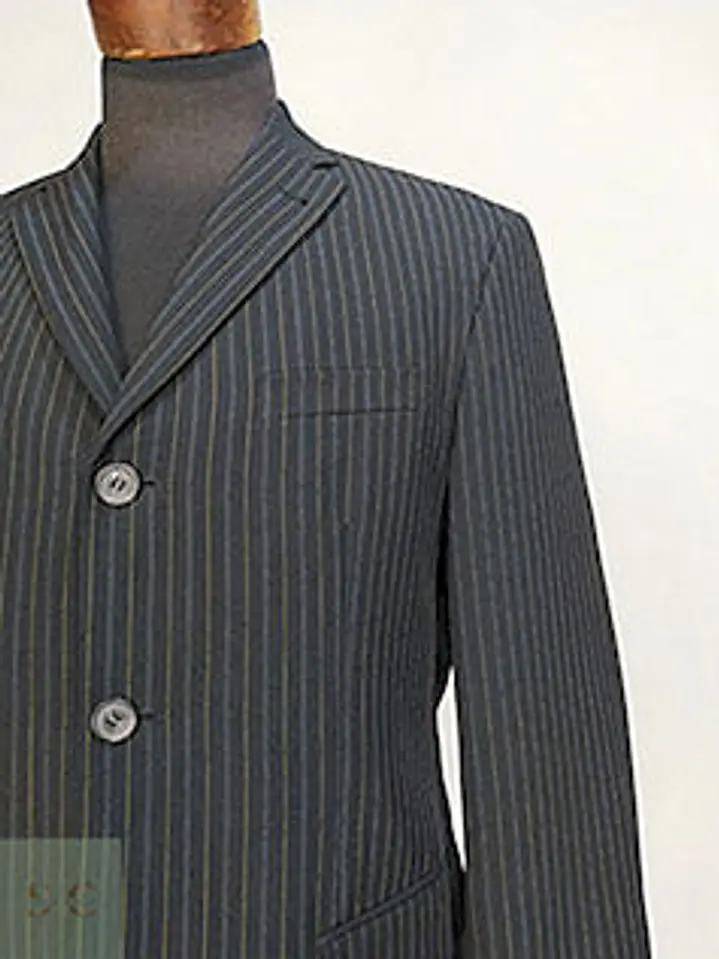 Blazer Vintage Negro Rayas Poliéster Viscosa Talla ML 4