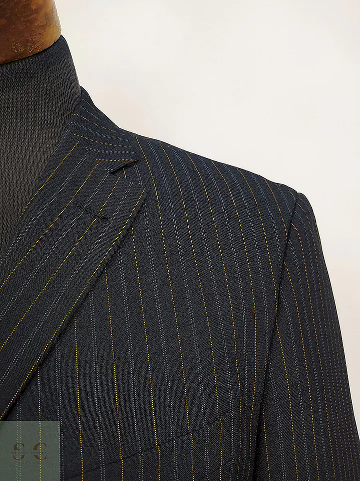 Blazer Vintage Negro Rayas Poliéster Viscosa Talla ML 6