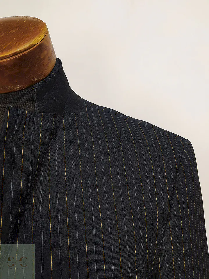 Blazer Vintage Negro Rayas Poliéster Viscosa Talla ML 7