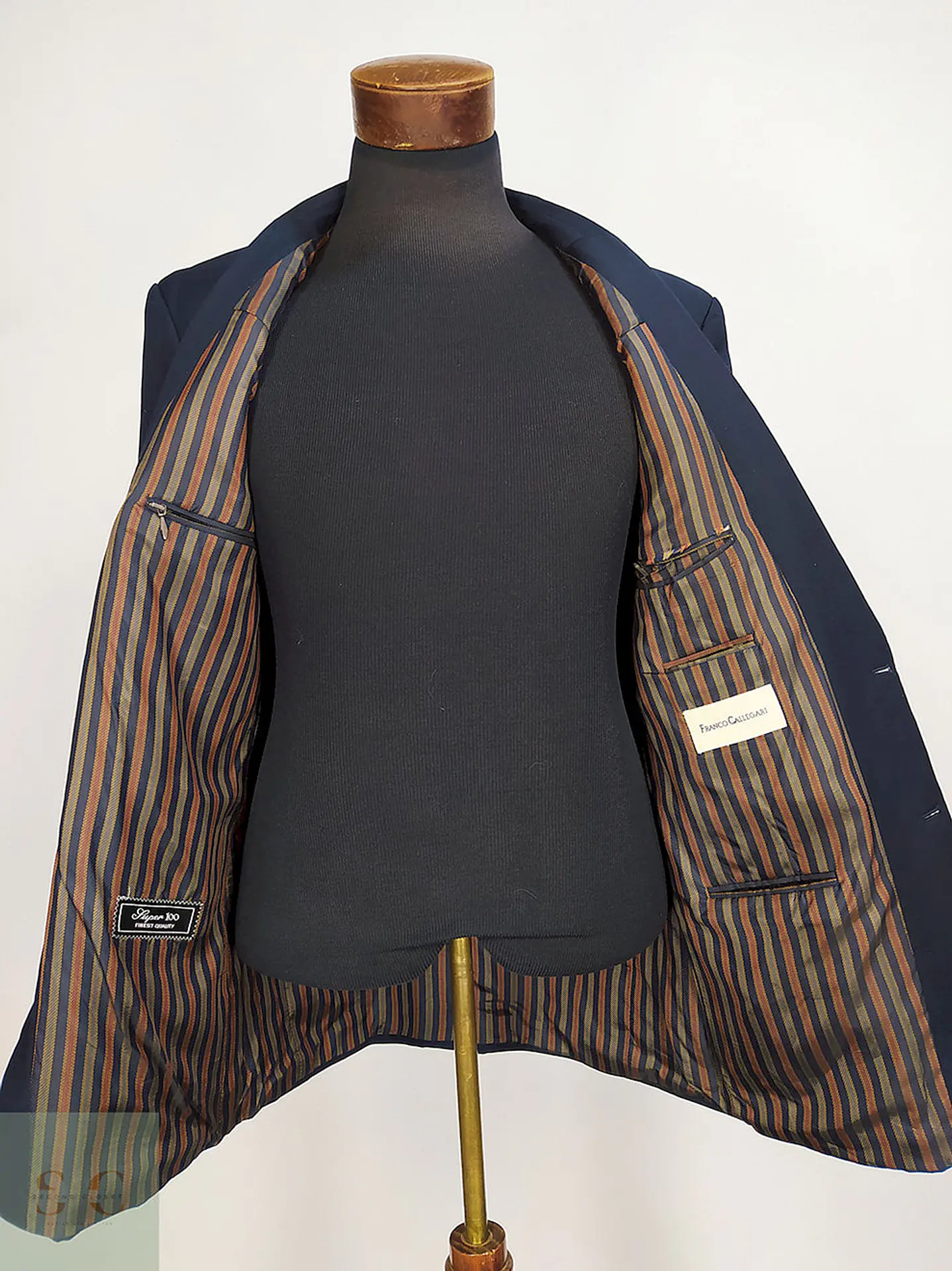 Blazer Franco Callegari Azul Oscuro 100% Lana Virgem Talla M 14