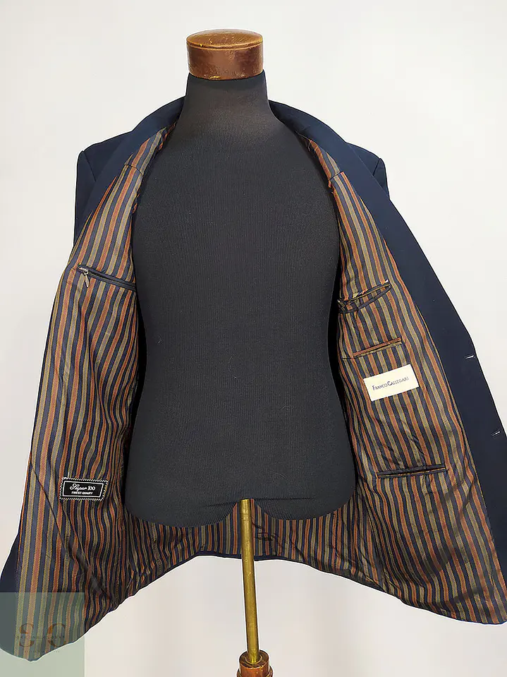 Blazer Franco Callegari Azul Oscuro 100% Lana Virgem Talla M 14