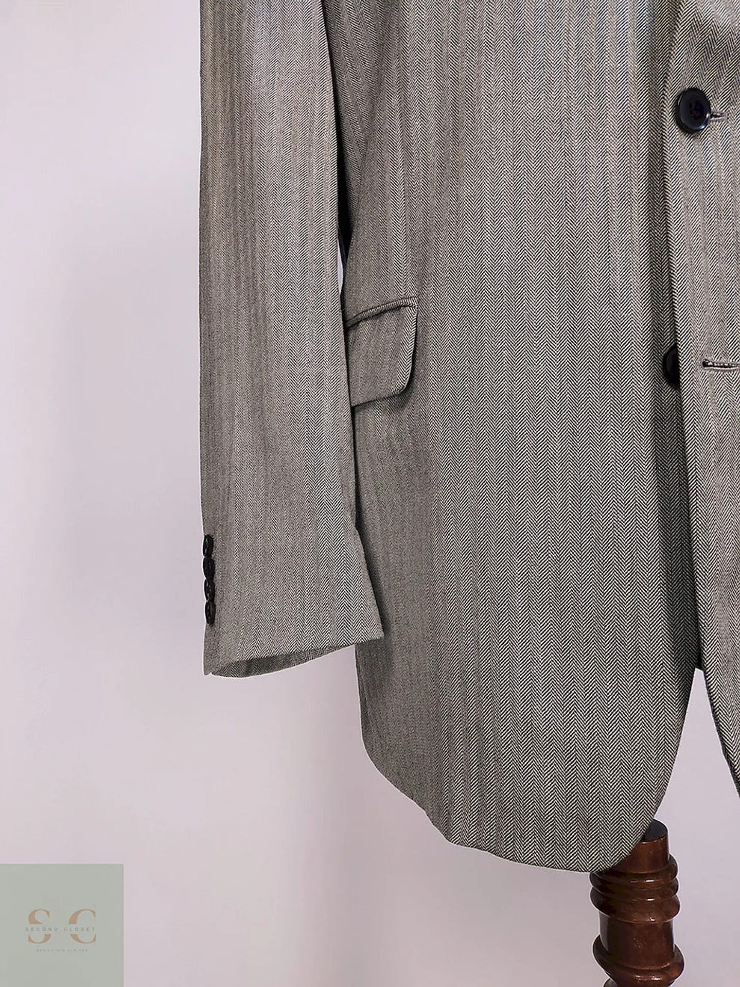Blazer Abrams Gris Espiga Lana Virgen Seda Lino Tela Ansons Talla XXL 2