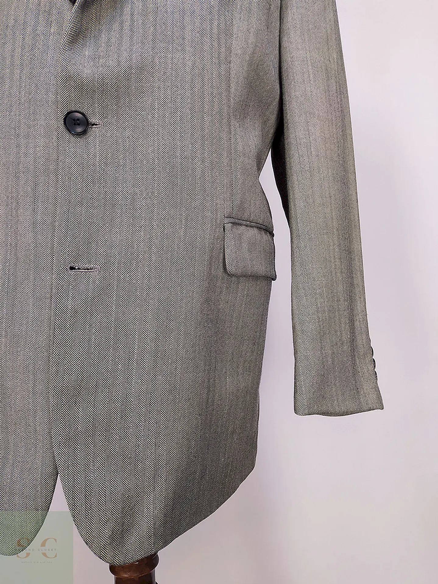 Blazer Abrams Gris Espiga Lana Virgen Seda Lino Tela Ansons Talla XXL 3