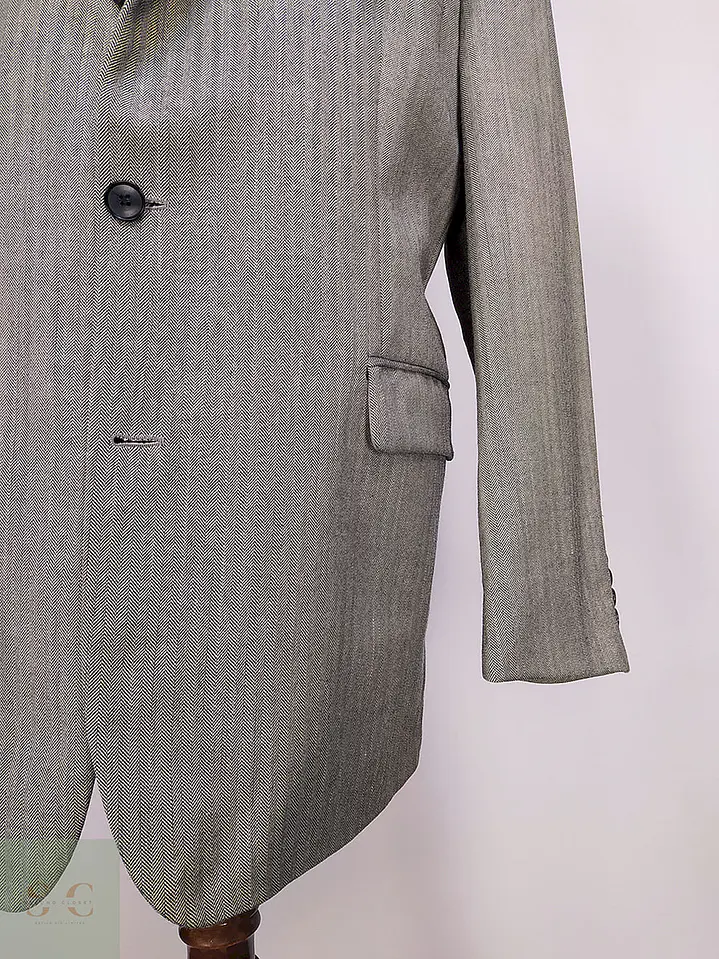 Blazer Abrams Gris Espiga Lana Virgen Seda Lino Tela Ansons Talla XXL 3