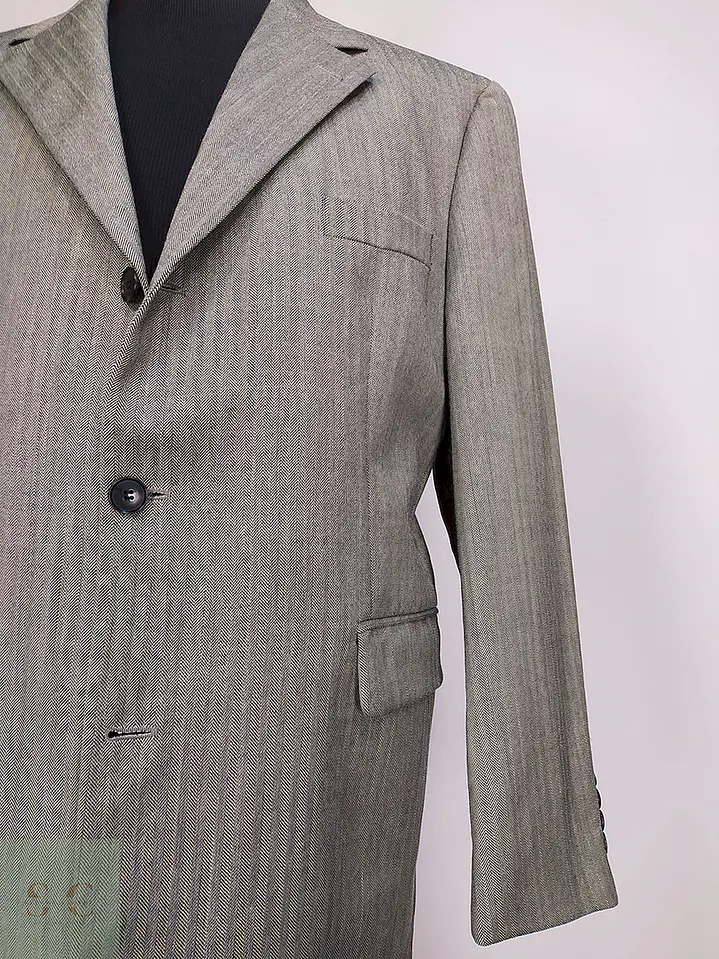 Blazer Abrams Gris Espiga Lana Virgen Seda Lino Tela Ansons Talla XXL 4