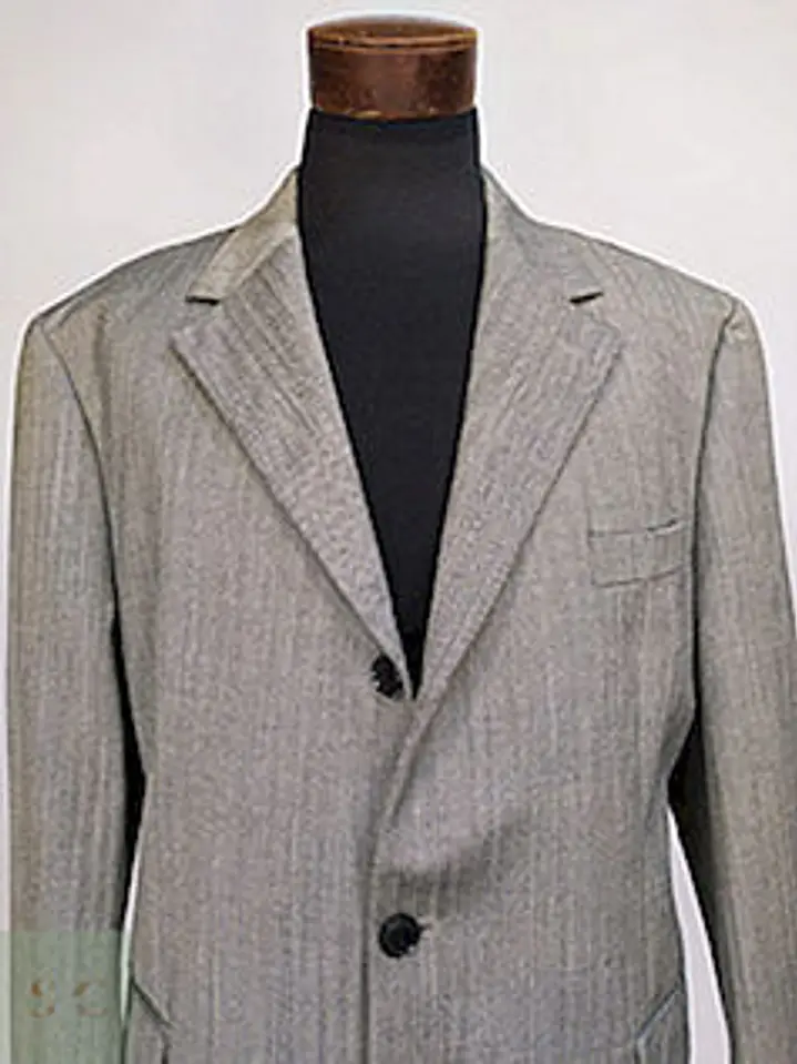 Blazer Abrams Gris Espiga Lana Virgen Seda Lino Tela Ansons Talla XXL 5