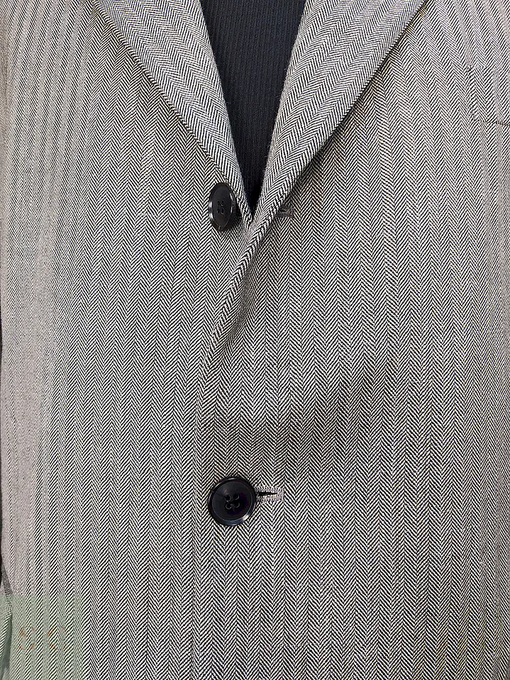 Blazer Abrams Gris Espiga Lana Virgen Seda Lino Tela Ansons Talla XXL 6