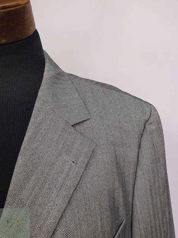 Blazer Abrams Gris Espiga Lana Virgen Seda Lino Tela Ansons Talla XXL 7