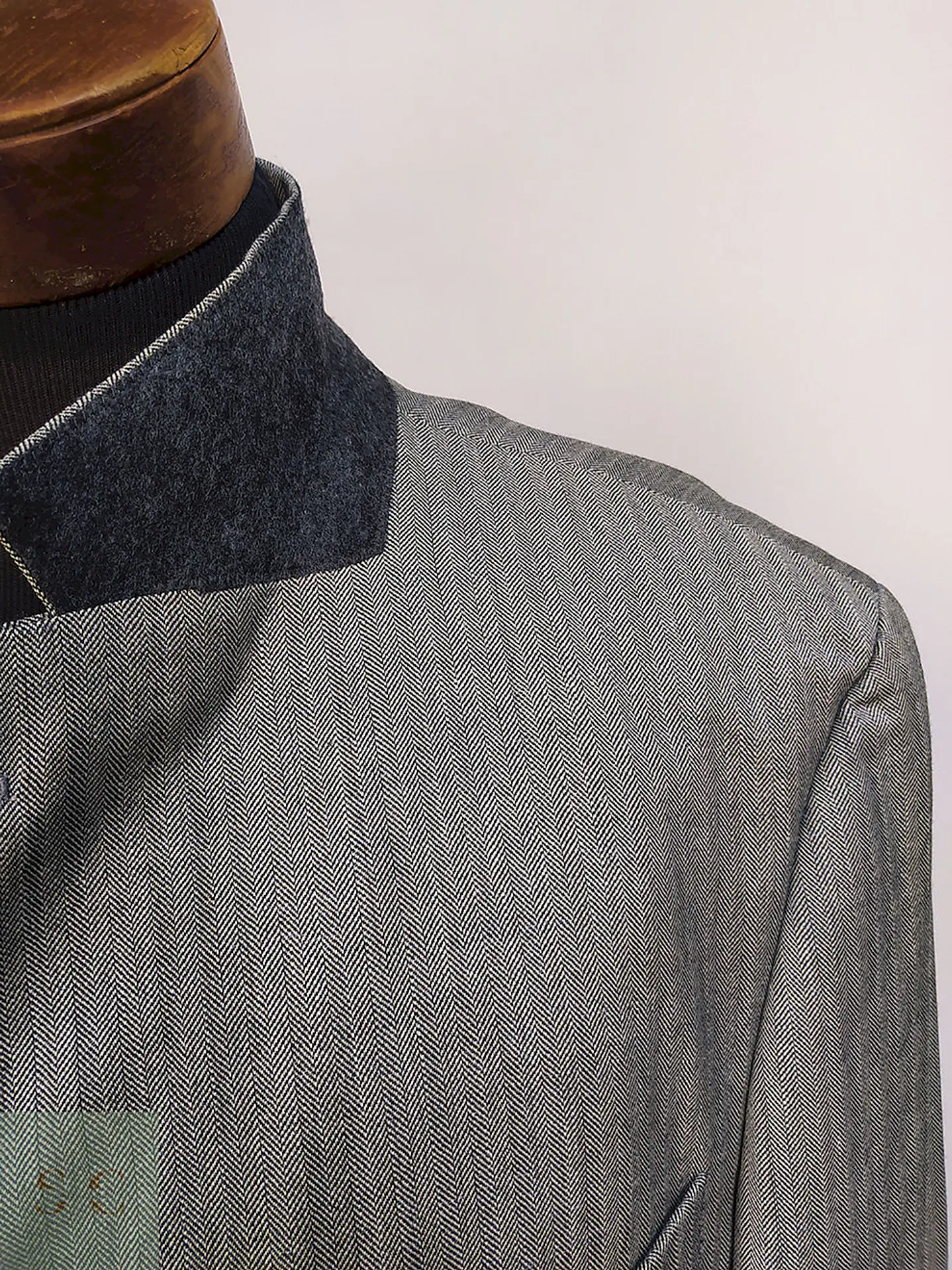 Blazer Abrams Gris Espiga Lana Virgen Seda Lino Tela Ansons Talla XXL 8