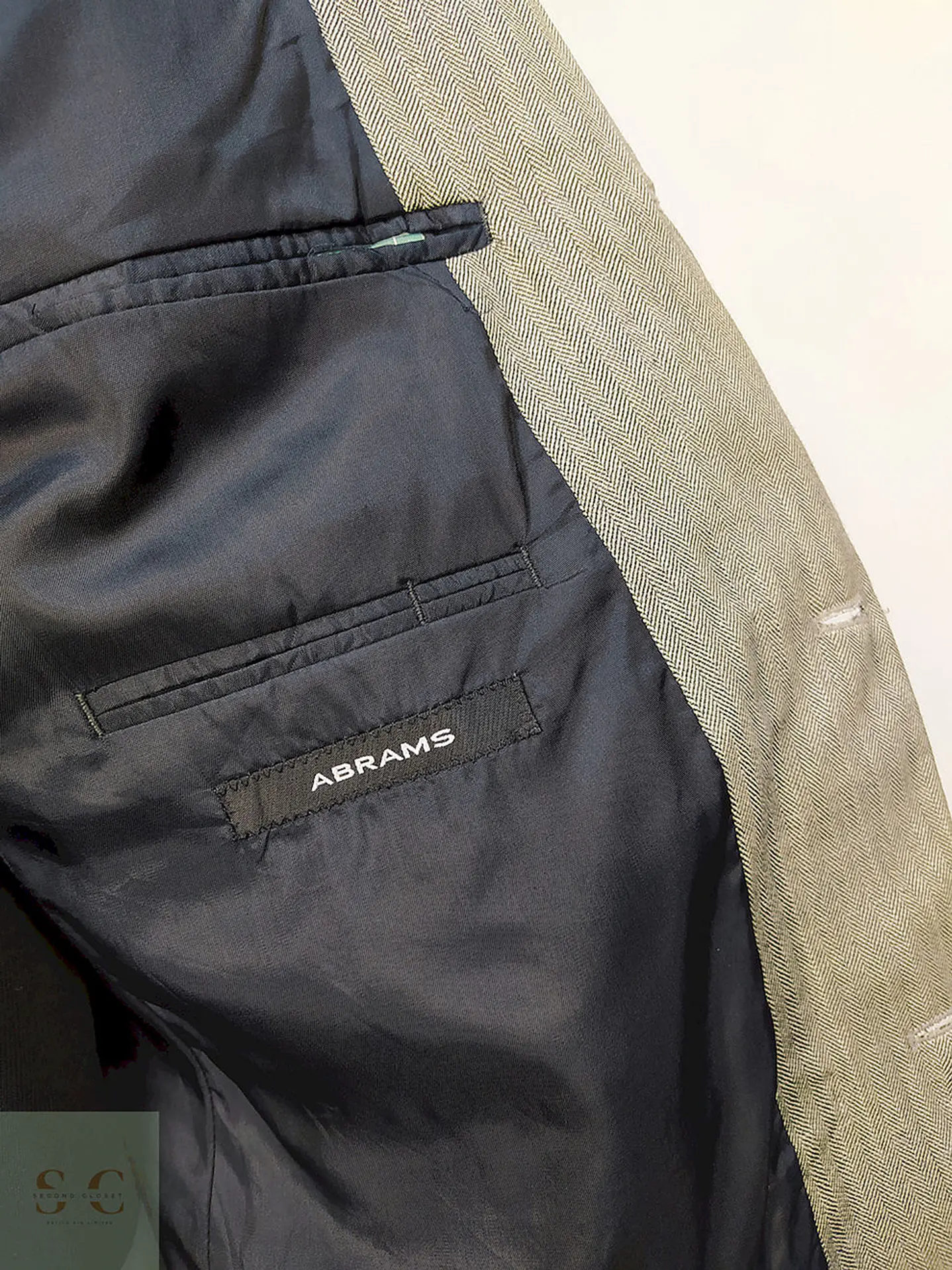 Blazer Abrams Gris Espiga Lana Virgen Seda Lino Tela Ansons Talla XXL 10