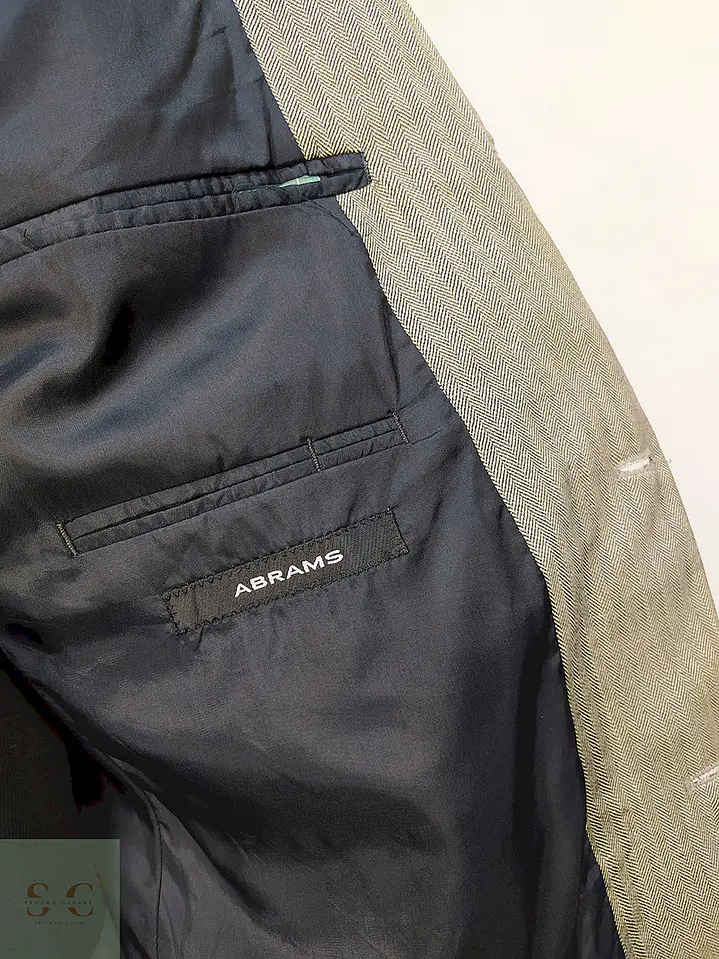 Blazer Abrams Gris Espiga Lana Virgen Seda Lino Tela Ansons Talla XXL 10