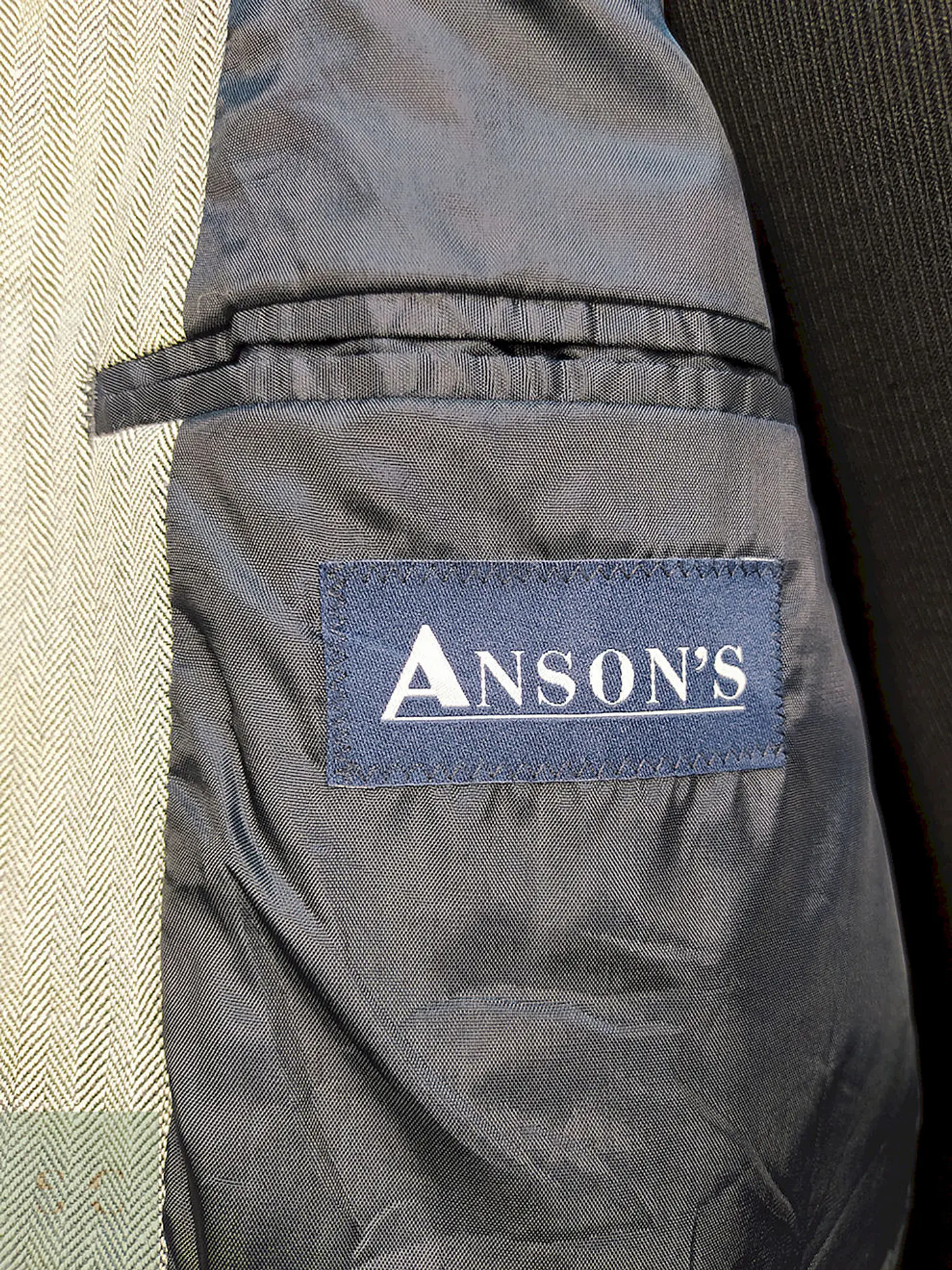 Blazer Abrams Gris Espiga Lana Virgen Seda Lino Tela Ansons Talla XXL 13