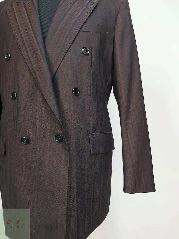 Blazer Konen Cruzado Burdeos Rayas Lana Poliéster Talla L 3