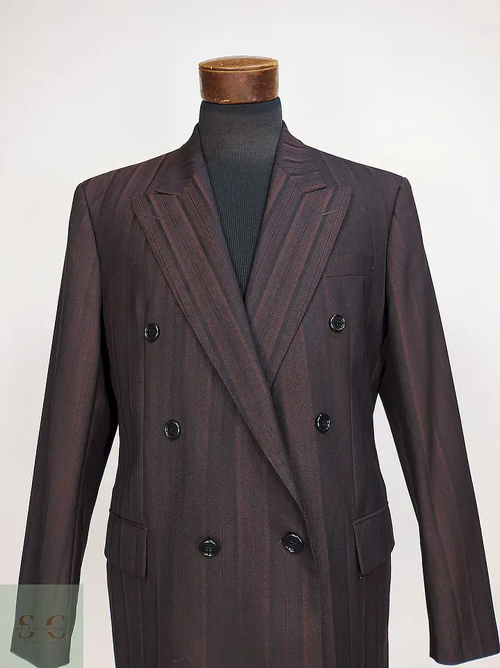 Blazer Konen Cruzado Burdeos Rayas Lana Poliéster Talla L 4