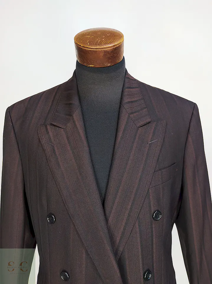 Blazer Konen Cruzado Burdeos Rayas Lana Poliéster Talla L 5