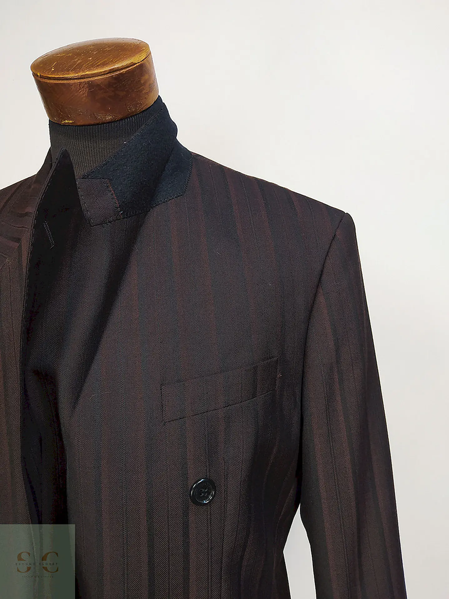 Blazer Konen Cruzado Burdeos Rayas Lana Poliéster Talla L 7