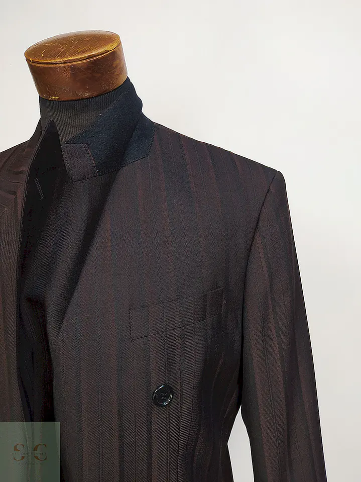 Blazer Konen Cruzado Burdeos Rayas Lana Poliéster Talla L 7