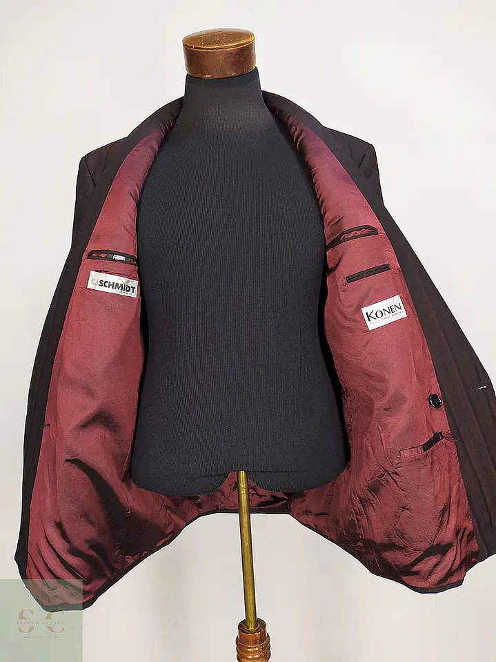 Blazer Konen Cruzado Burdeos Rayas Lana Poliéster Talla L 12