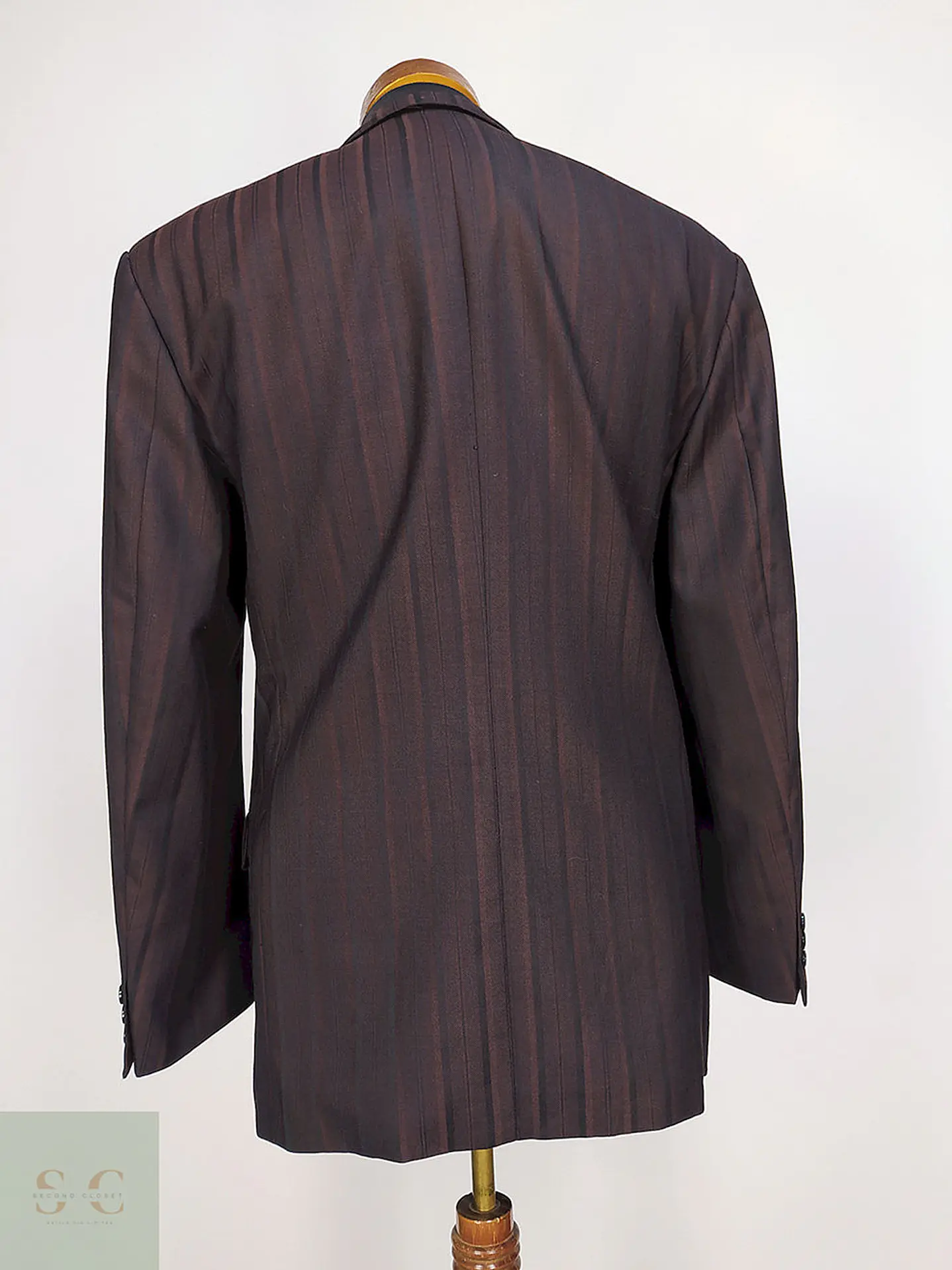 Blazer Konen Cruzado Burdeos Rayas Lana Poliéster Talla L 13