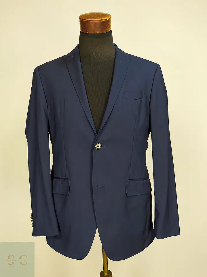 Blazer Roy Robson Azul 100% Lana Virgem Elastano Talla M 1