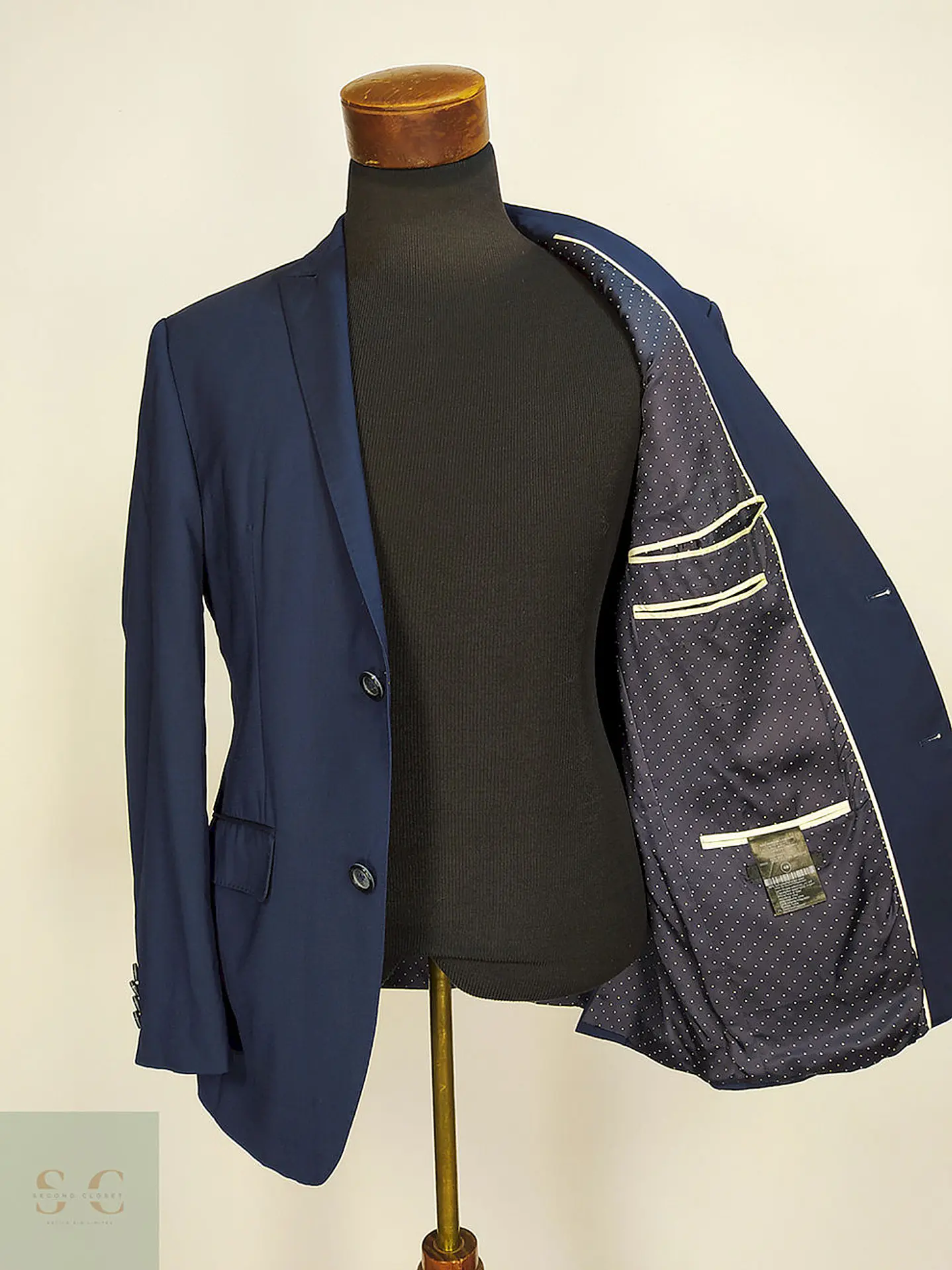 Blazer Roy Robson Azul 100% Lana Virgem Elastano Talla M 9