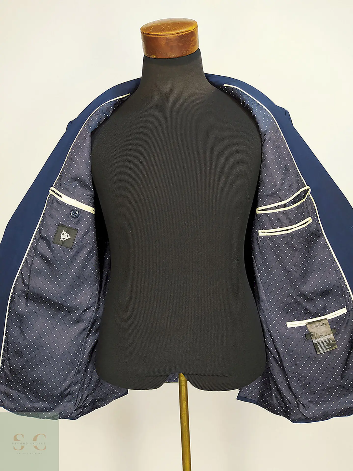 Blazer Roy Robson Azul 100% Lana Virgem Elastano Talla M 11