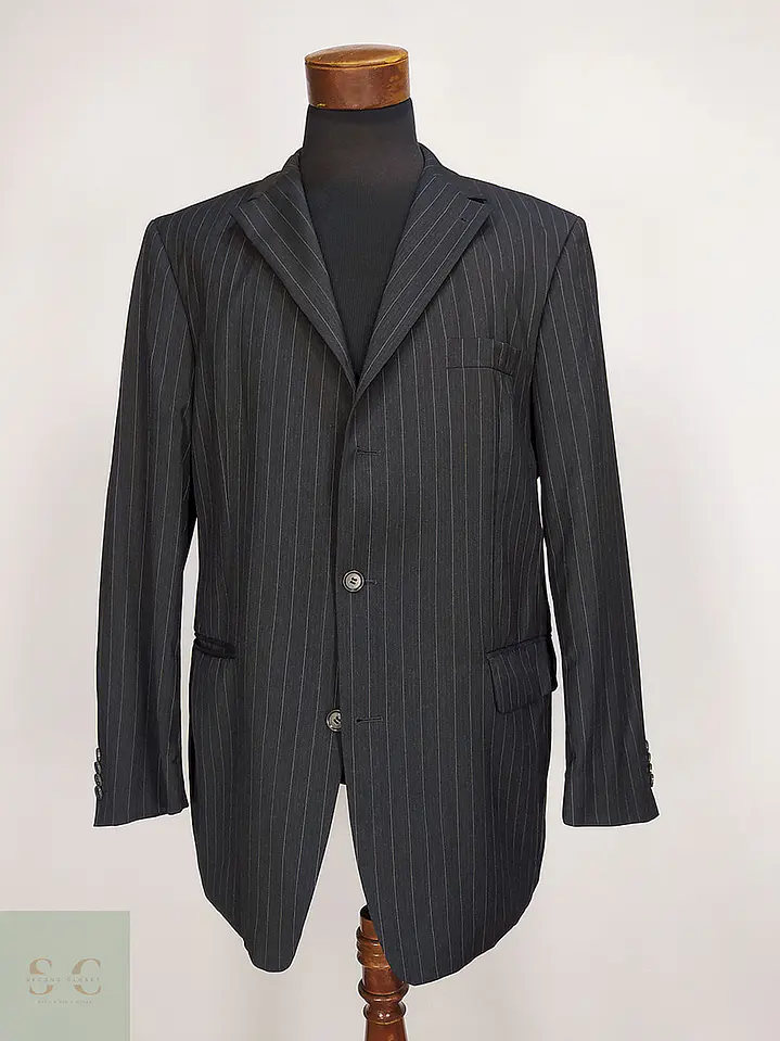 Blazer Roy Robson Plomo Rayas 100% Lana Virgem Cerruti 1881 Italiano Talla XL 1