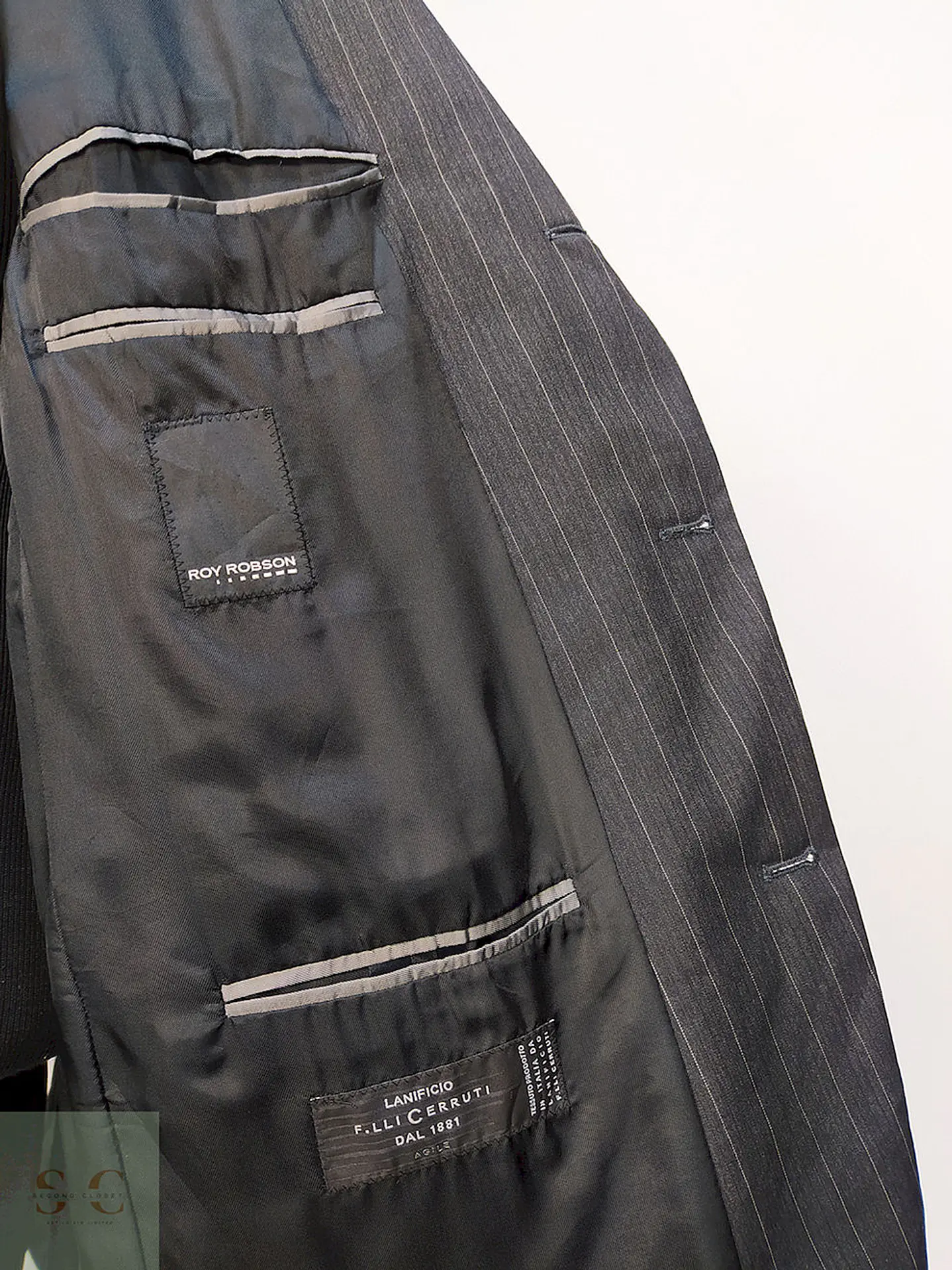 Blazer Roy Robson Plomo Rayas 100% Lana Virgem Cerruti 1881 Italiano Talla XL 9