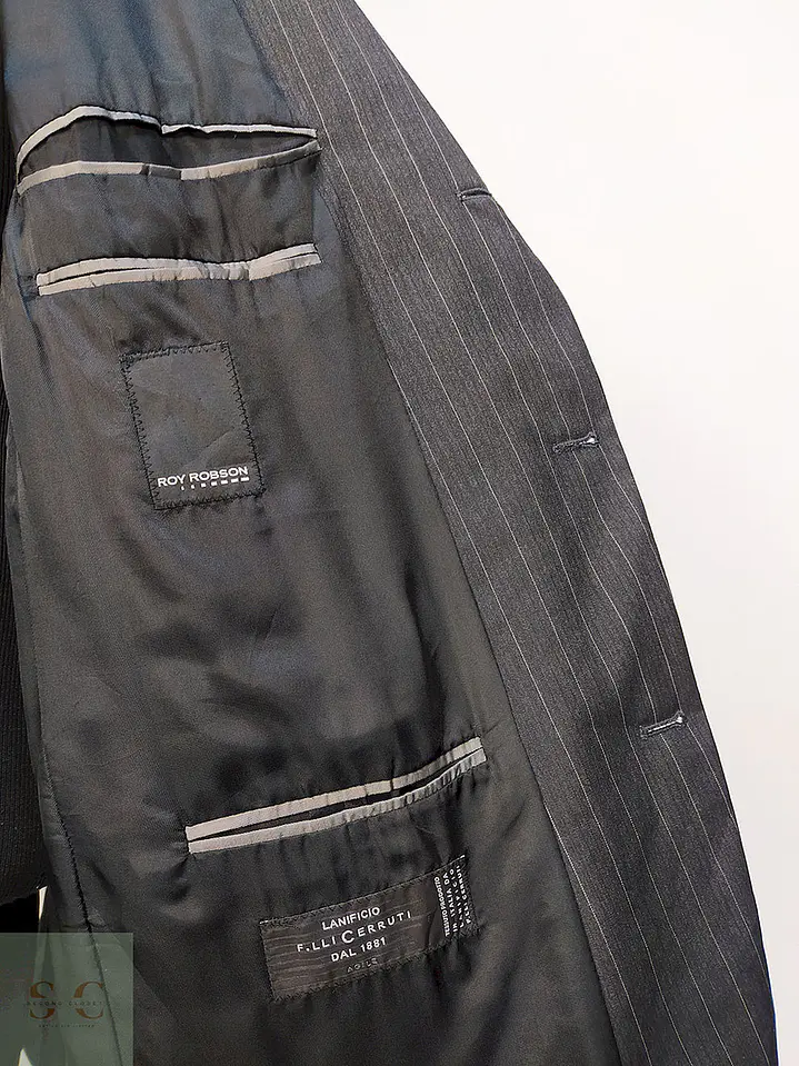 Blazer Roy Robson Plomo Rayas 100% Lana Virgem Cerruti 1881 Italiano Talla XL 9