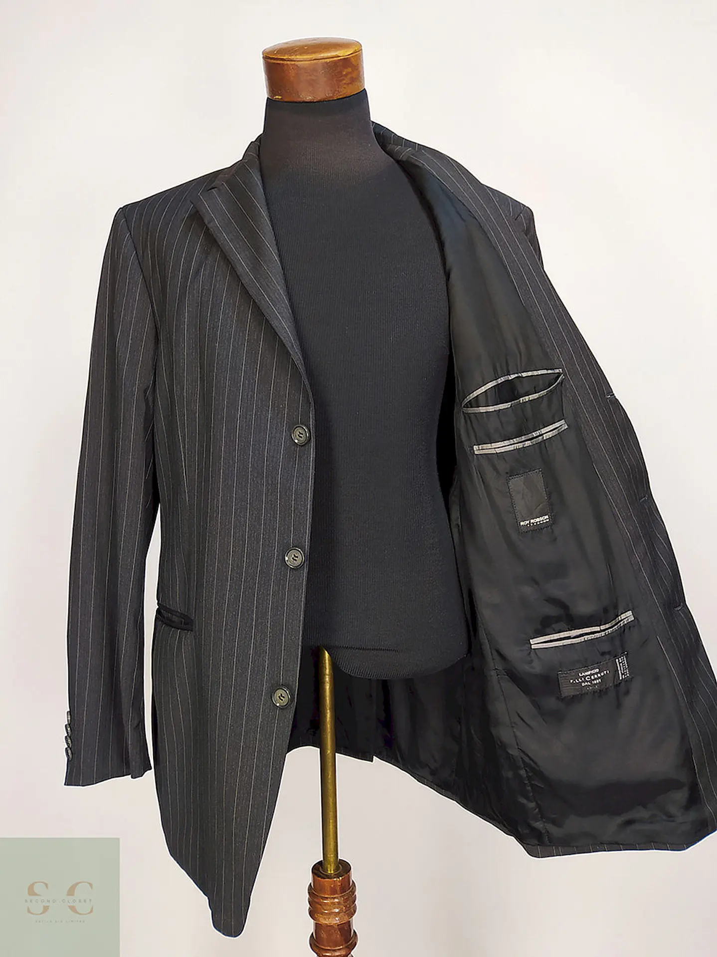 Blazer Roy Robson Plomo Rayas 100% Lana Virgem Cerruti 1881 Italiano Talla XL 11