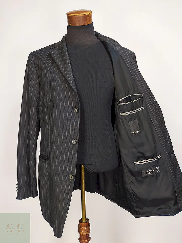 Blazer Roy Robson Plomo Rayas 100% Lana Virgem Cerruti 1881 Italiano Talla XL 11