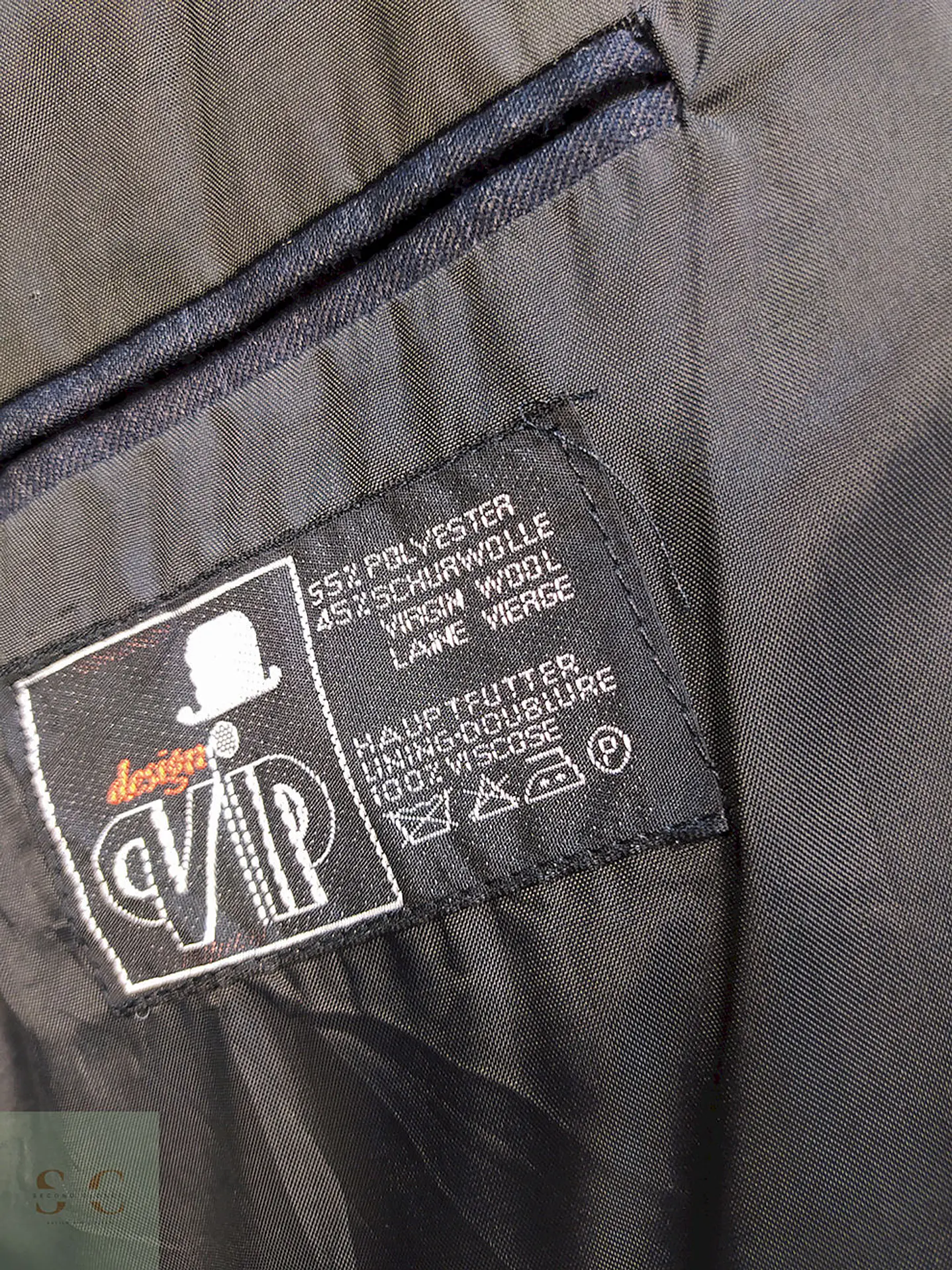 Blazer Desing Vip Azul Rayas Cruzado Lana Poliéster Talla L 9