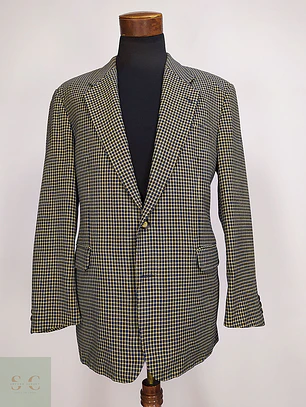 Blazer Atelier Torino Dorado Azul Cuadros 100% Lana Virgen Talla L