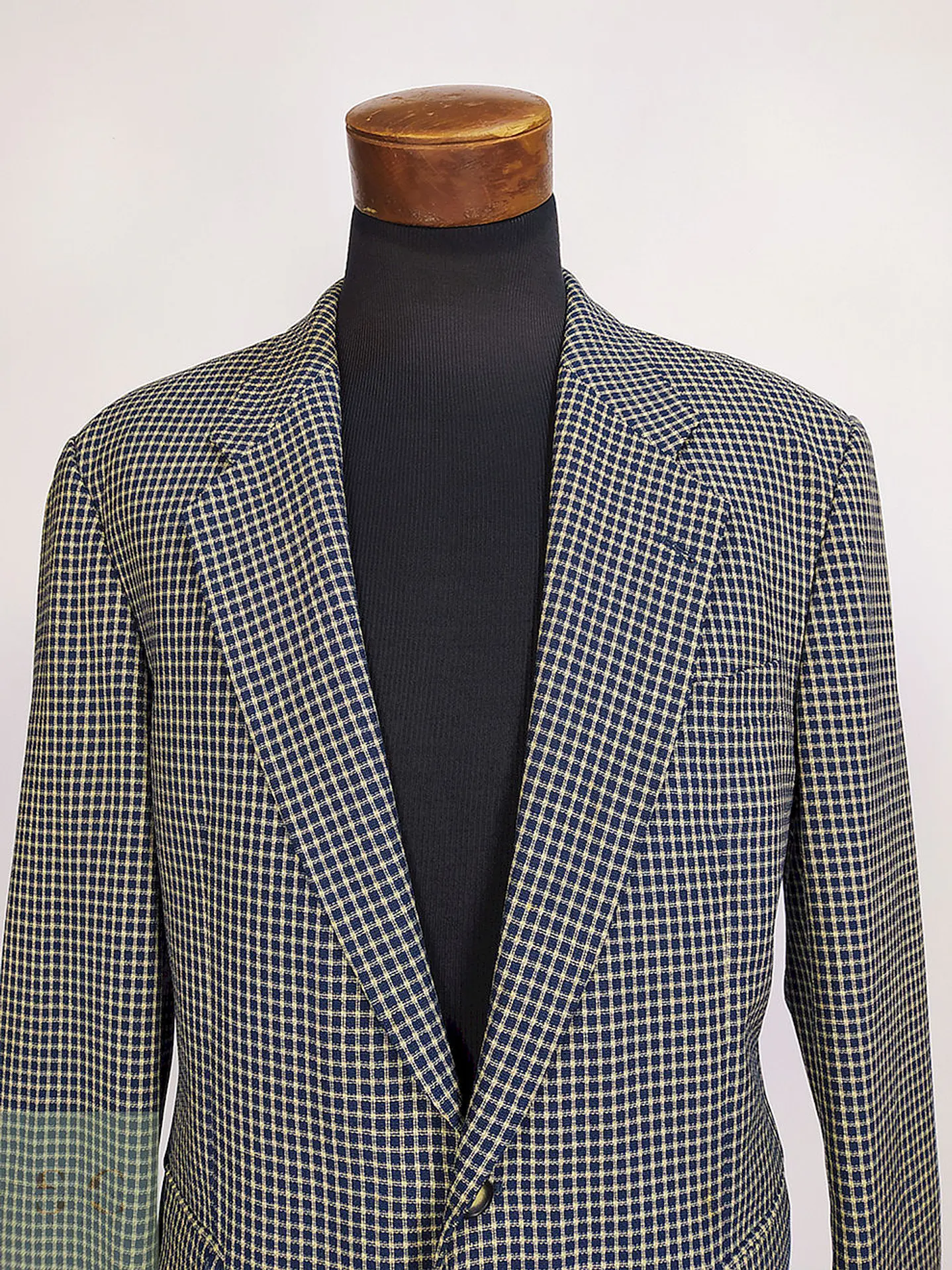 Blazer Atelier Torino Dorado Azul Cuadros 100% Lana Virgen Talla L 5