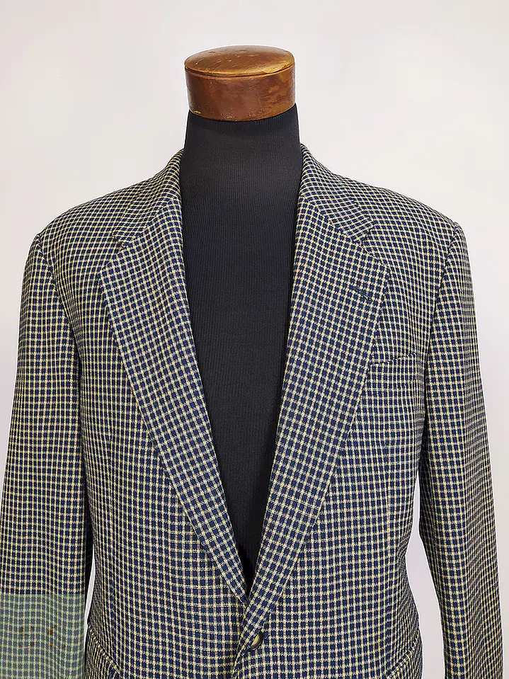 Blazer Atelier Torino Dorado Azul Cuadros 100% Lana Virgen Talla L 5