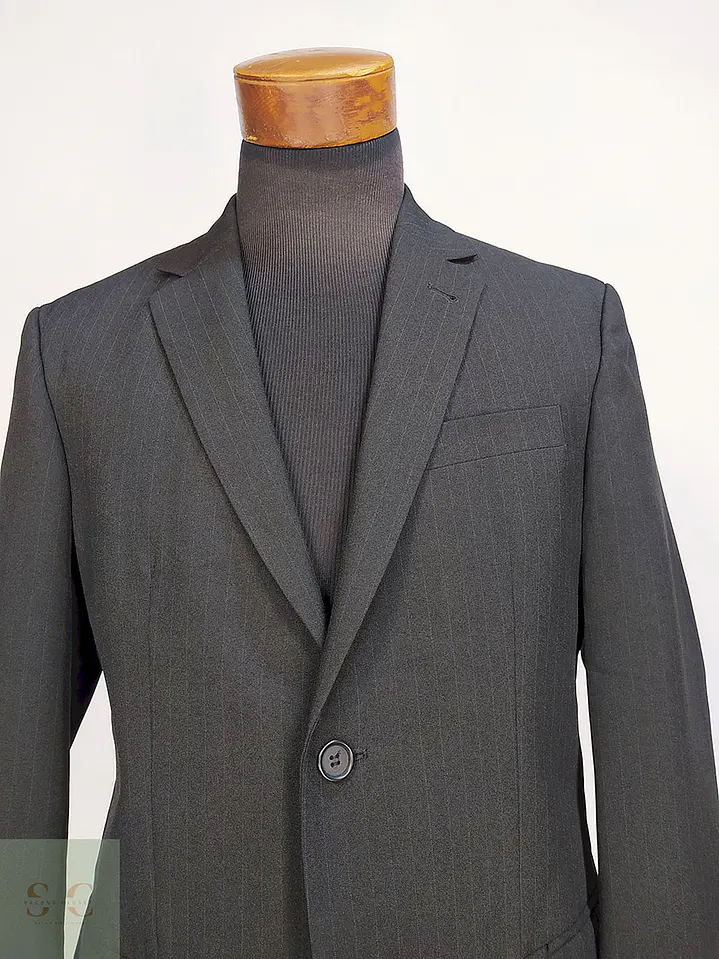 Blazer Biaggini Plomo Rayas Poliéster Viscosa Talla M 4